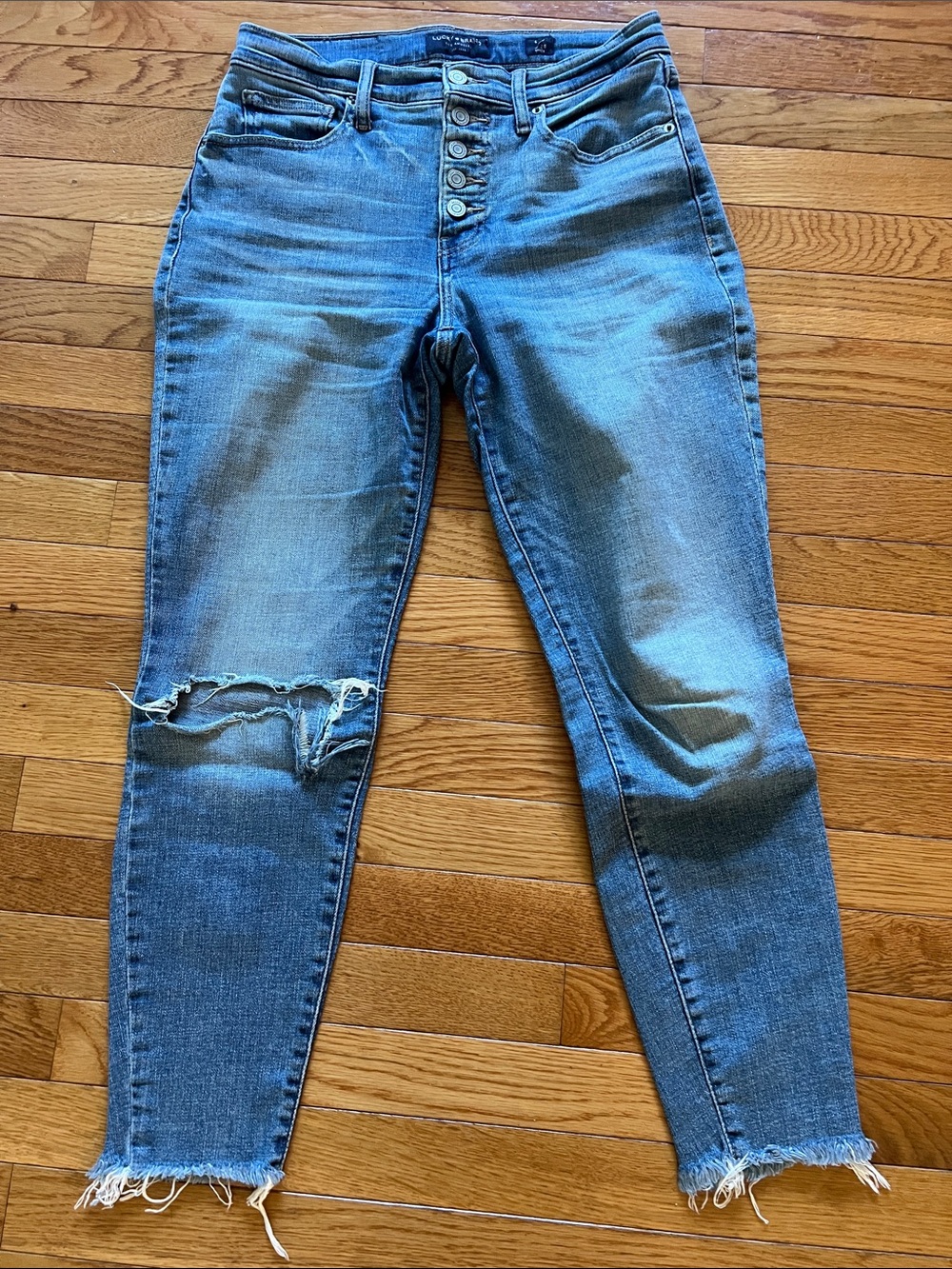 Lucky Brand Distressed Light Blue Ankle Jeans